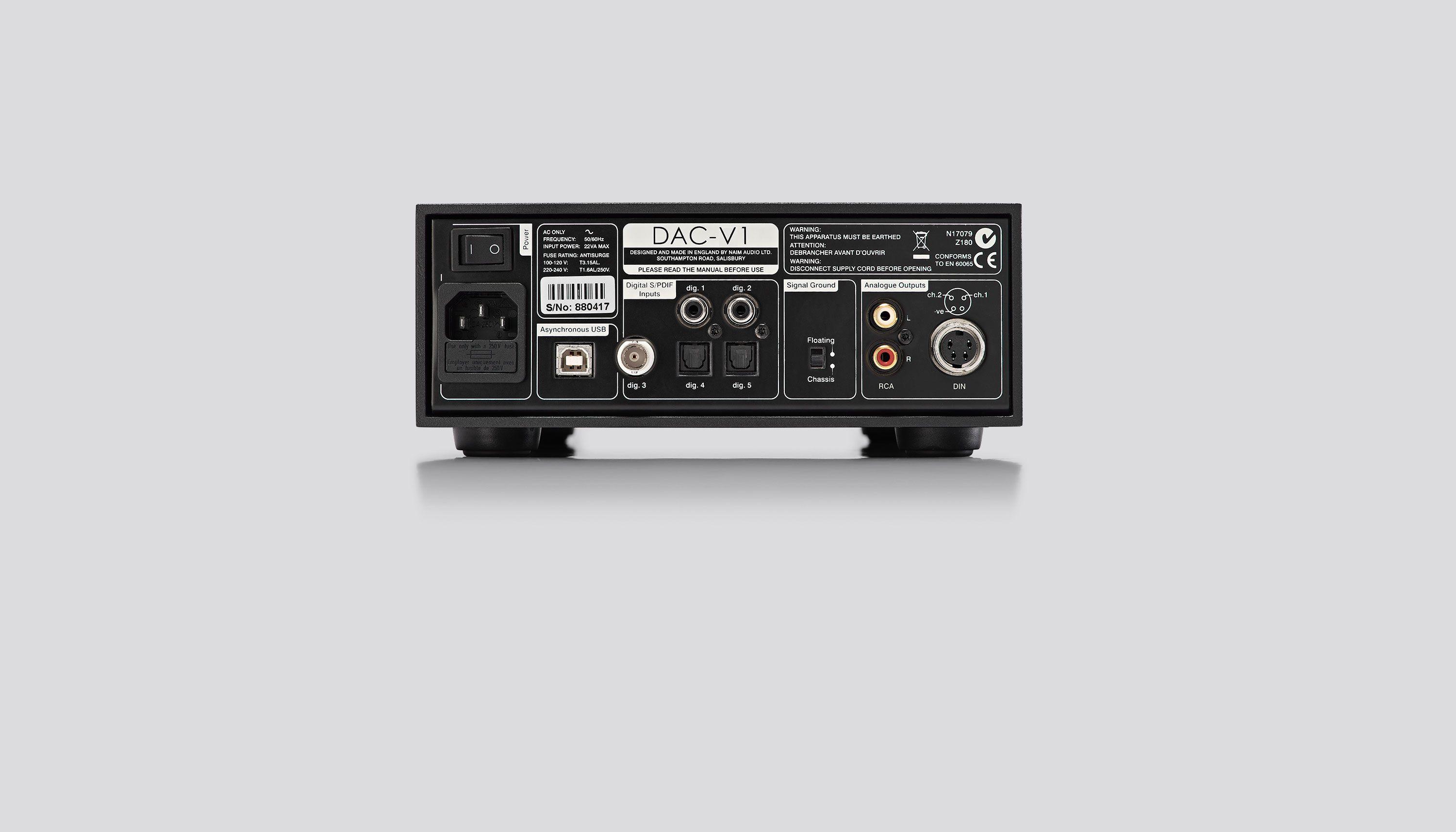 DAC-V1 digital to analogue converter - rear view DAC-V1 digital to analogue converter - rear view