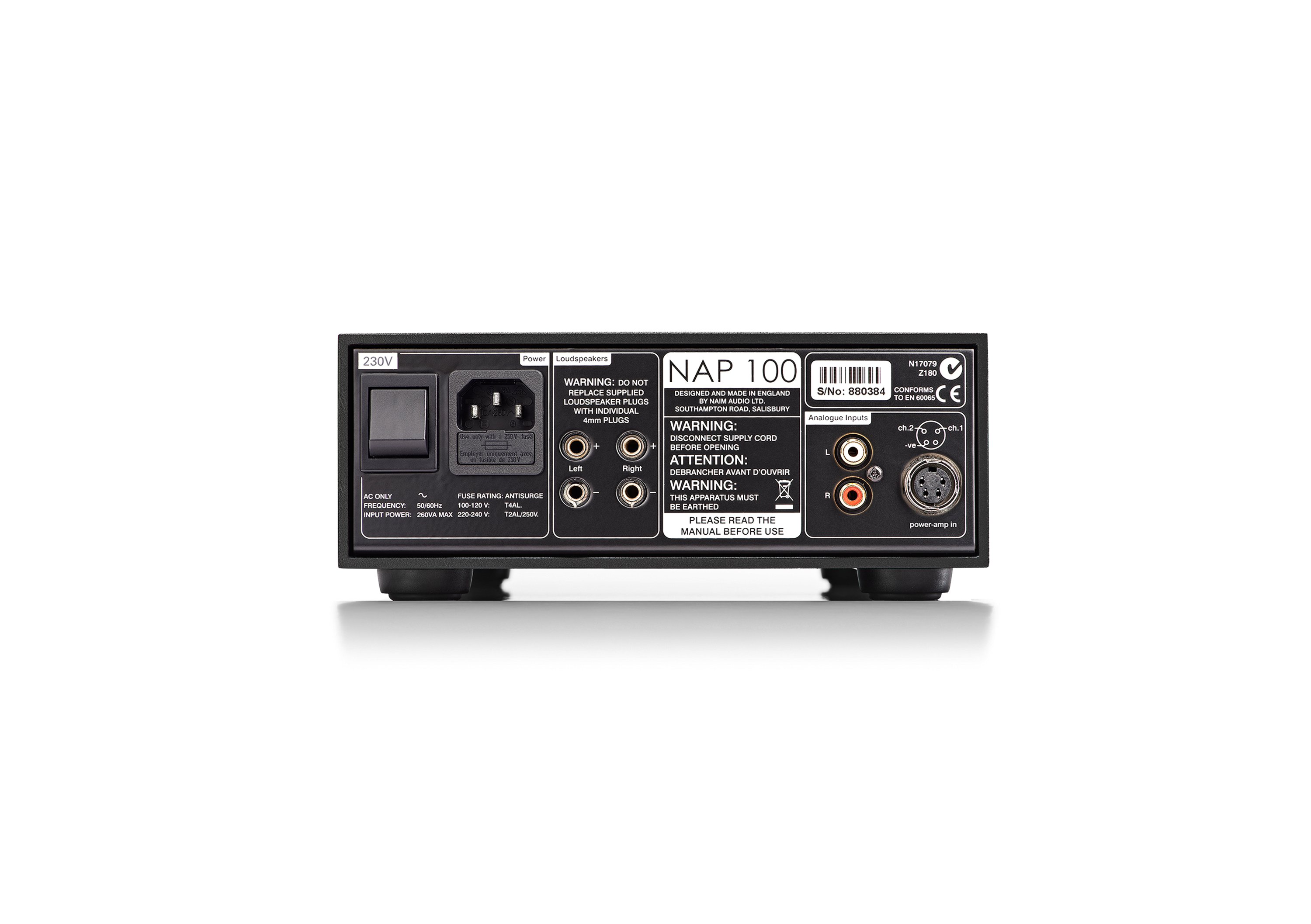 NAP 100 Power Amplifier - Rear View NAP 100 Power Amplifier - Rear View
