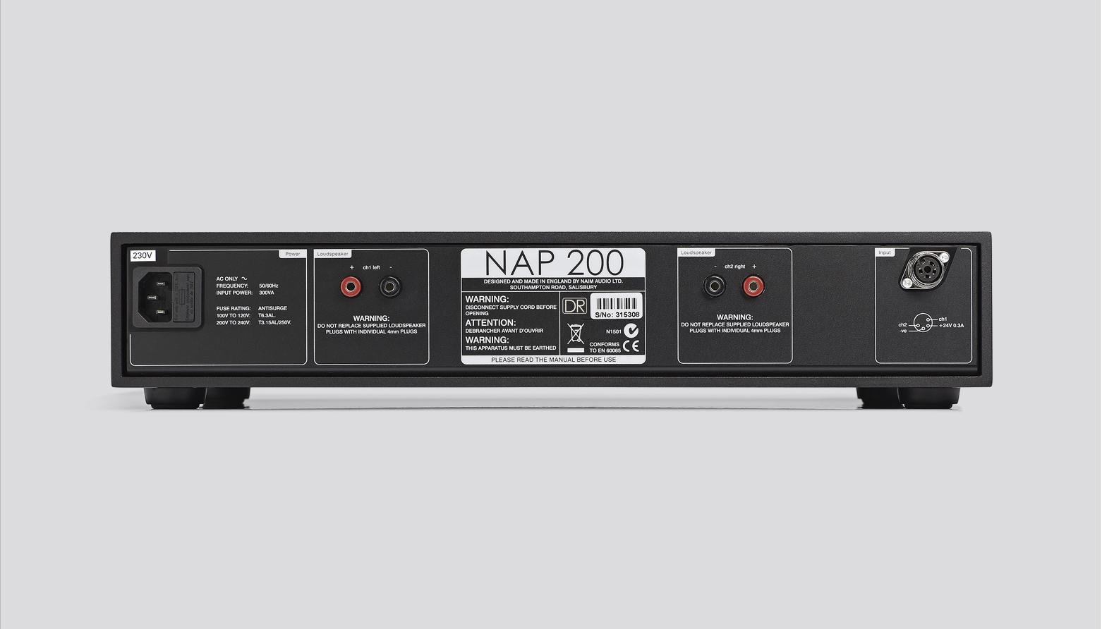 NAP 200 Power Amplifier - Rear View NAP 200 Power Amplifier - Rear View